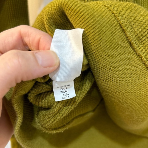 Lou Grey Waffle Knit Henley Women XS Chartreuse Cropped Boxy Casual Fall Layers - Picture 9 of 9